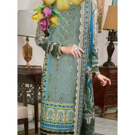 Stitched Embroidered Lawn 3 Piece -Asim Jofa Style