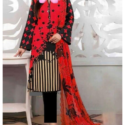 Stitched Embroidered Lawn 3 Piece - Mohagni Style