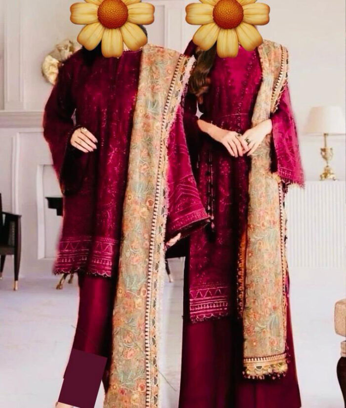 Stitched Embroidered Party Wear – Elegant Baroque Style