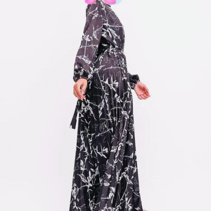 Print Satin Pleat Maxi