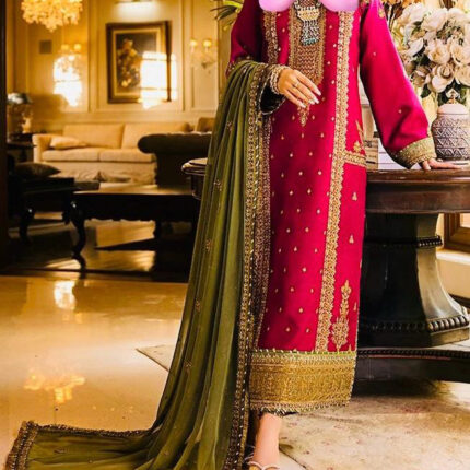 Stitched embroidered pakistani Pink dress