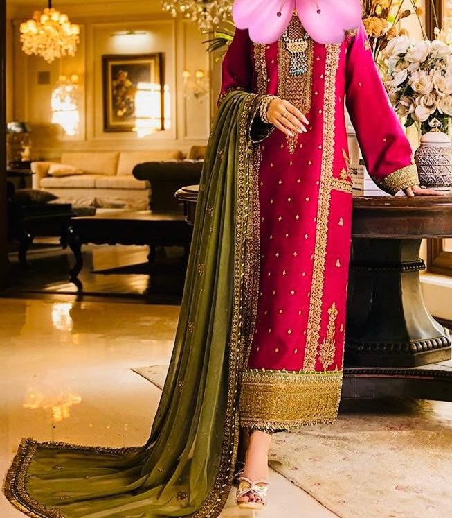 Stitched embroidered pakistani Pink dress