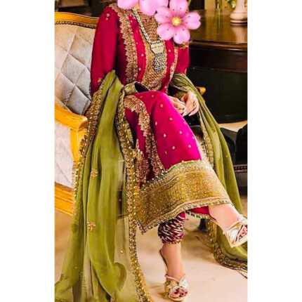 Stitched embroidered pakistani Pink dress