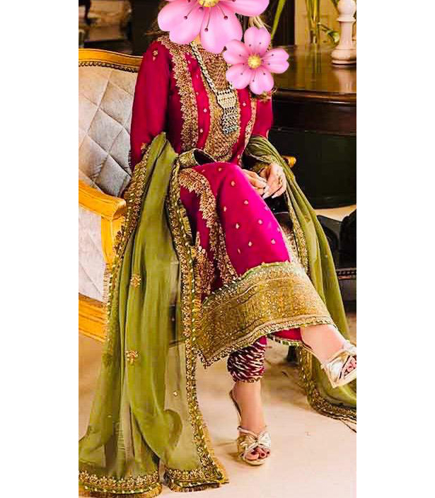 Stitched embroidered pakistani Pink dress