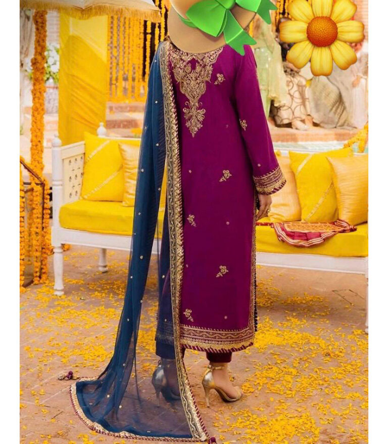 stitched embroidered dress Pink