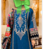 Stitched embroidered pakistani blue dress