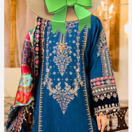 Stitched embroidered pakistani blue dress